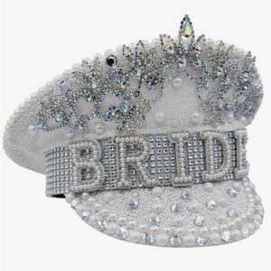 Elegant White and Silver Bride Cap